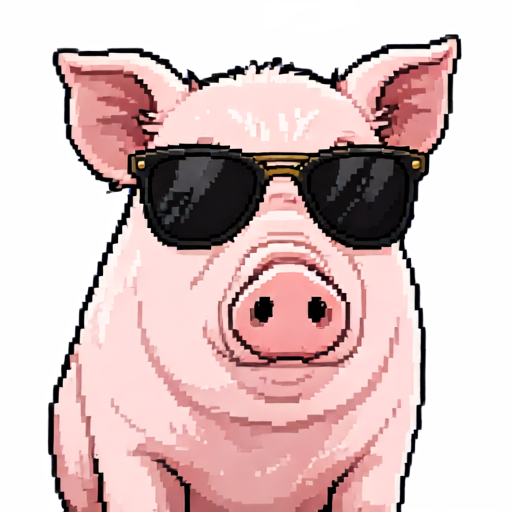 Pixel art pig wearing sunglasses